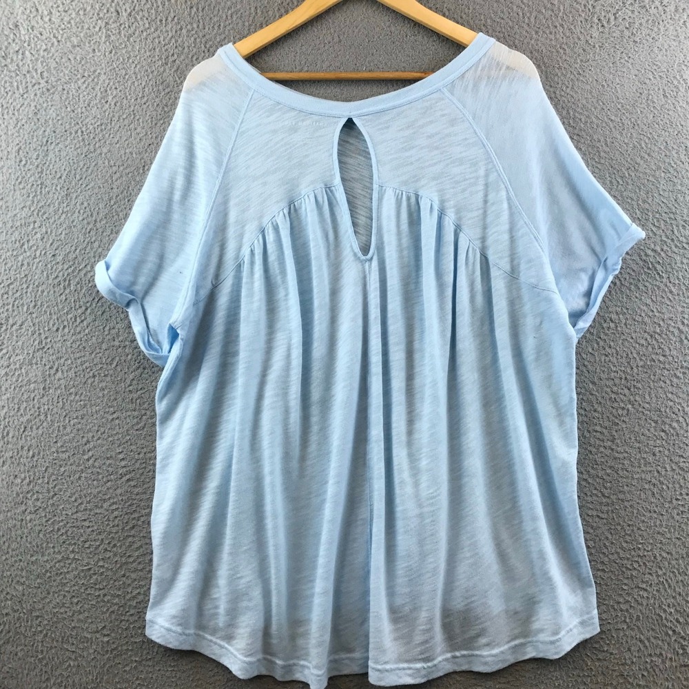 NEW American Eagle Women's Size M Blouse Top Short Sleeve Blue - Picture 2 of 9
